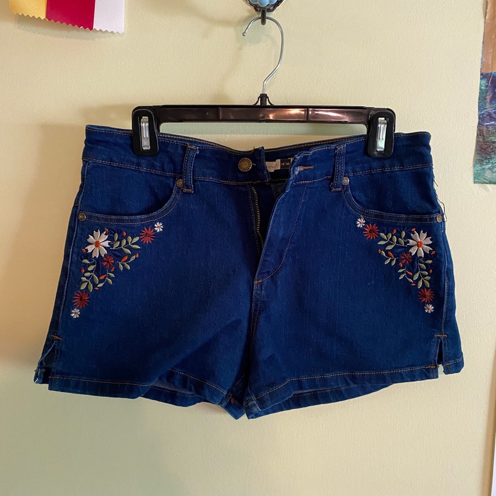 Embroidered ASOS denim shorts